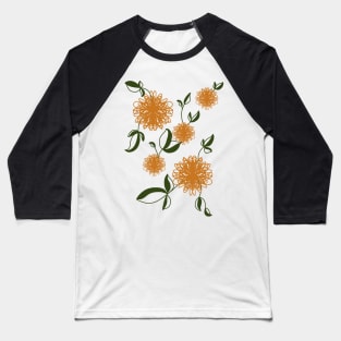 Vintage Autumn Flower Pattern Baseball T-Shirt